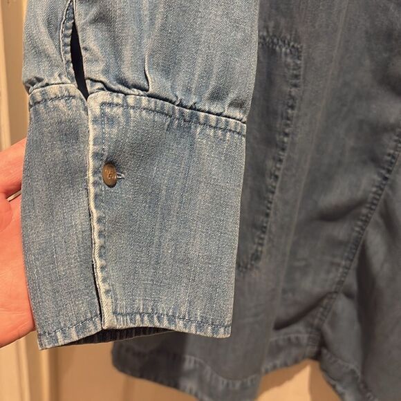 Lou & Grey lyocell & linen blend denim dress with pockets SZ large - Picture 2 of 8